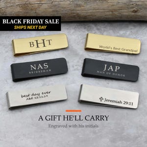 Personalized Money Clip for Men, Engraved Monogram Money Clip, Groomsmen Gift, Gift for Him, Husband Gift, Father's Day Gift, FMOC-01