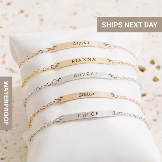 Custom Dainty Name Bracelet for Kids, Personalized Flower Girl, Toddler Engraved Gift, Best Friend Gift, Personalized Jewelry, FBK-01