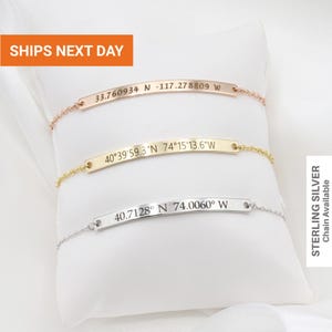 Pulsera fina personalizada con coordenadas para mujer, pulsera con fecha especial, coordenadas grabadas, regalo para novia, FB-20