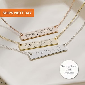 Multiple-State Necklace Sterling Silver · Long Distance Relationship Gift · Friendship Necklace · Family Necklace · Graduation Gift · FN-147