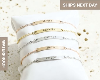 Unique Custom Engraved Name Bracelet for Women, Dainty Bar Bracelet, Classic Bar Bracelet, Delicate Bracelet, Initial Bracelet, FB-62
