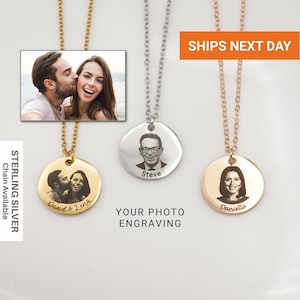 Unique Personalized Photo Necklace: Portrait Memorial Gifts, Sterling Silver, Picture Jewelry, Mothers Necklace, FN-163