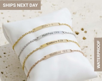 Dainty Personalized Christian Bracelet, Bible Verse Bracelet, Christian Jewelry, Baptism Gift, Christian Gift, Religious Bracelet, FB-41