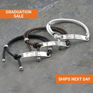 Medical Bracelet Medical Alert Bracelet Women Engraved ID Bracelet Leather Bracelet Medical Alert Medical ID Bracelet FB-51