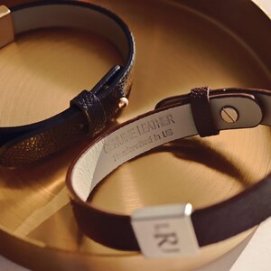 Personalized Leather Coordinate Bracelet for Men, Custom Engraved Bracelet, Long Distance Boyfriend Gift, Graduation Gift for Him, FB-30 image 5