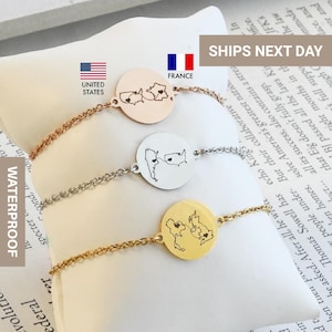 Personalized Country Bracelet, Long Distance Couples, Two Country Bracelet, State Bracelet, Relationship Gift, Country Map Gift, FB-59