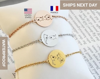 Personalized Country Bracelet, Long Distance Couples, Two Country Bracelet, State Bracelet, Relationship Gift, Country Map Gift, FB-59