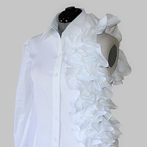 Ruffle Blouse Shirt With Ruffles White Button Down Ruffle - Etsy