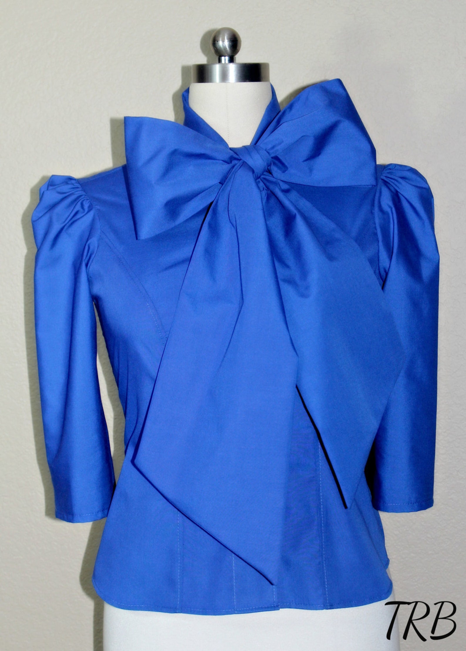 Bow Blouse With Large Bow Tie Red Bow Blouse Bow Blouse Etsy