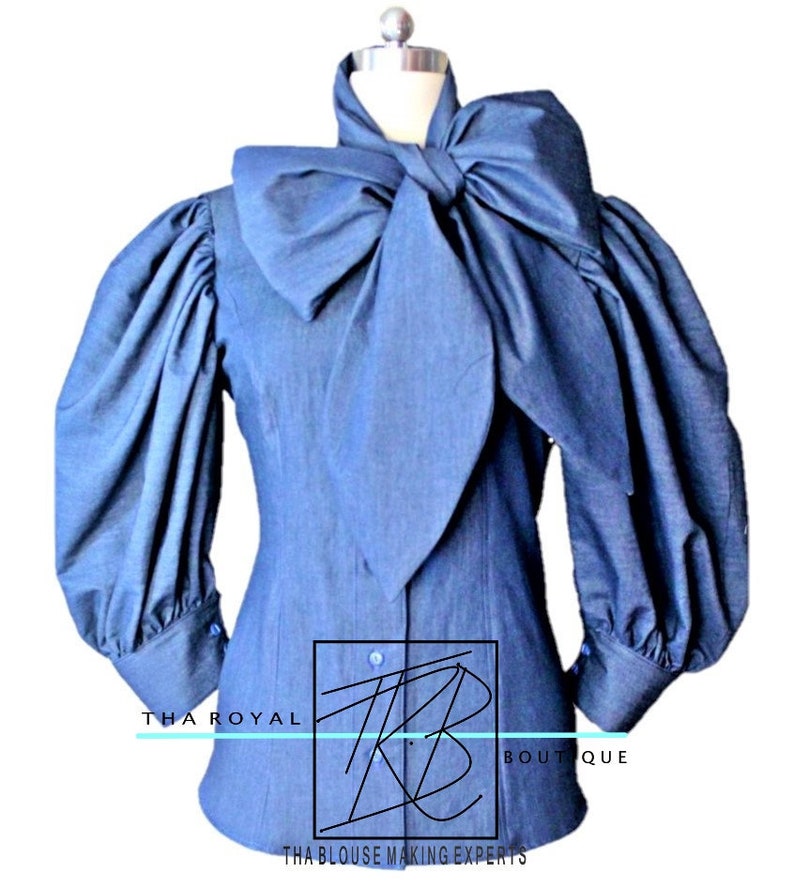 Bow Blouse Blouse With Bow Puffy Sleeve Bow Blouse Blouse Etsy