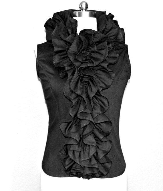 black ruffle shirt