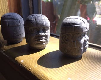 Set of 3 Pre-Columbian Olmec Head Mini Sculptures