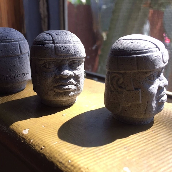 Set of 3 Pre-Columbian Olmec Head Mini Sculptures