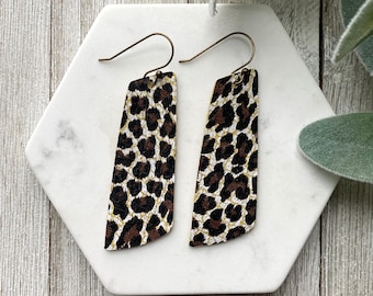 Cheetah Leather Earrings // Lightweight Earrings // Statement Earrings // Animal Print Earrings // Modern Earrings // Unique Earrings