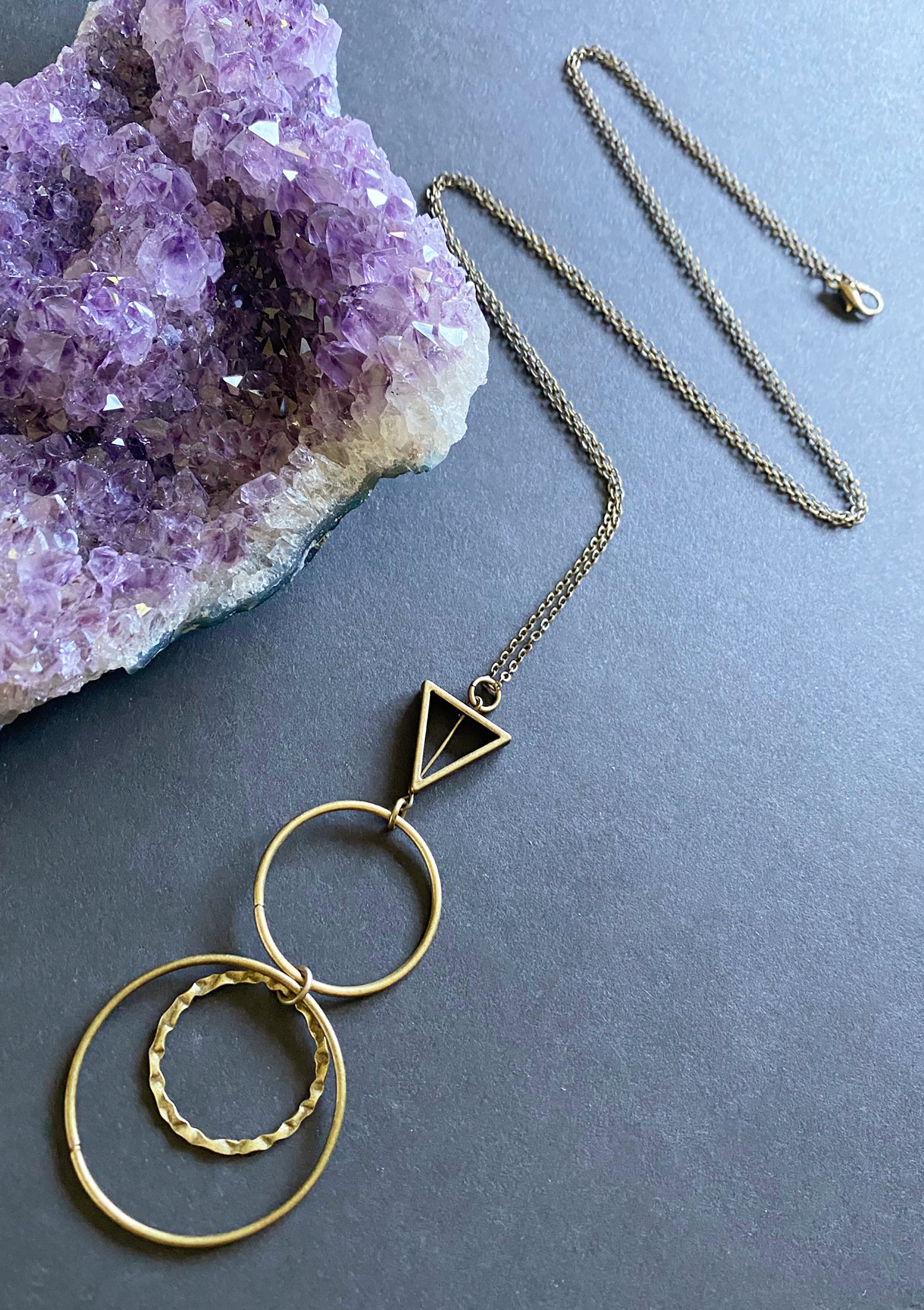 Modern Circle Pendant Necklace // Long Necklace // Long Modern Neckla…