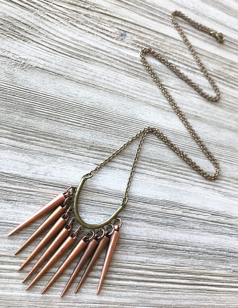 Metal Spike Necklace // Long Spike Necklace // Edgy Necklace Etsy