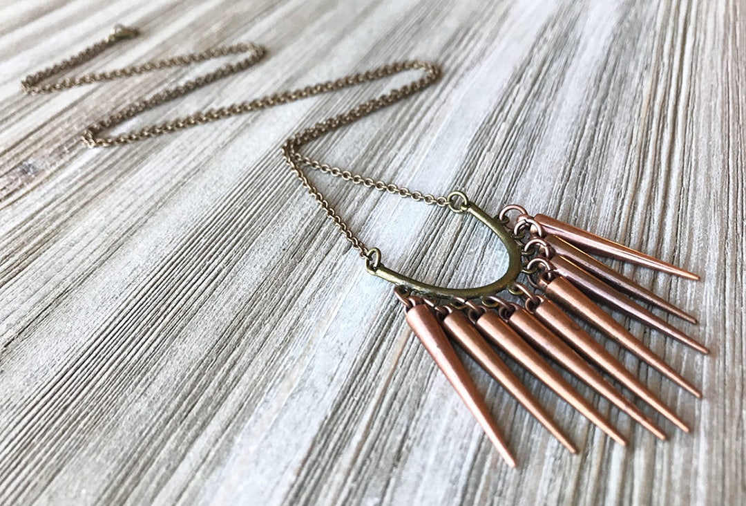 Metal Spike Necklace // Long Spike Necklace // Edgy Necklace Etsy