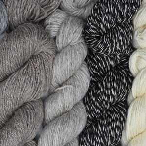 3 Ply Worsted Weight No Dye Natural Color Icelandic Sheep Yarn, Light Gray 1, Tan, Tan/Gray,Barber Pole (Black/White), White, Light Gray 2
