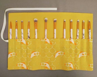 Golden Koi Fish Makeup Brush Roll Holder