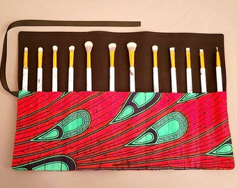 The Hot Pink Peacock Makeup brush roll holder