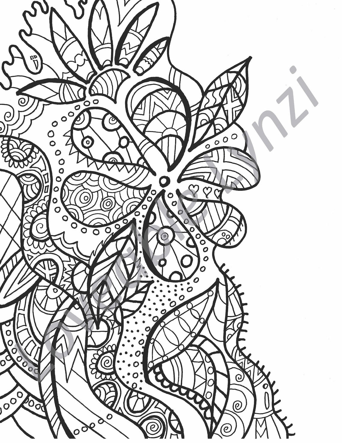Adult Coloring Book Page, Printable!! INSTANT DOWNLOAD! Pdf. Doodle ...
