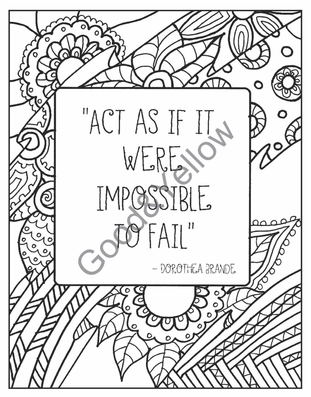 Adult Coloring Page, Printable!! INSTANT DOWNLOAD! Pdf. Quote Coloring ...