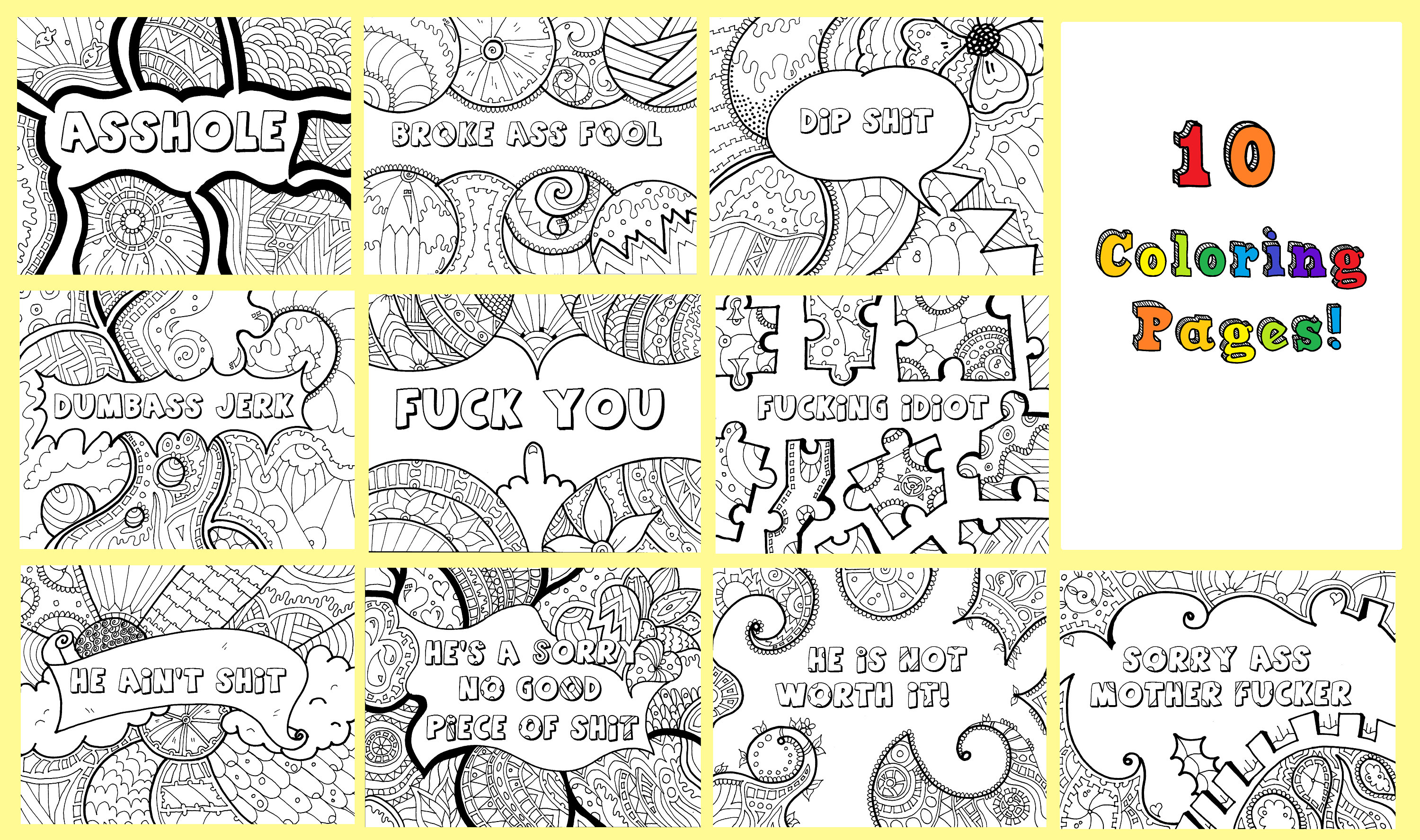 Adult Coloring Book, Printable!! INSTANT DOWNLOAD! Pdf. the Break-up ...