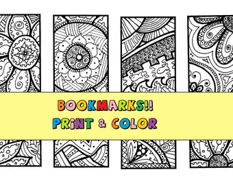 Printable Bookmarks!! INSTANT DOWNLOAD! pdf. Bookmarks: Printable Coloring Page! Mandala Inspired.