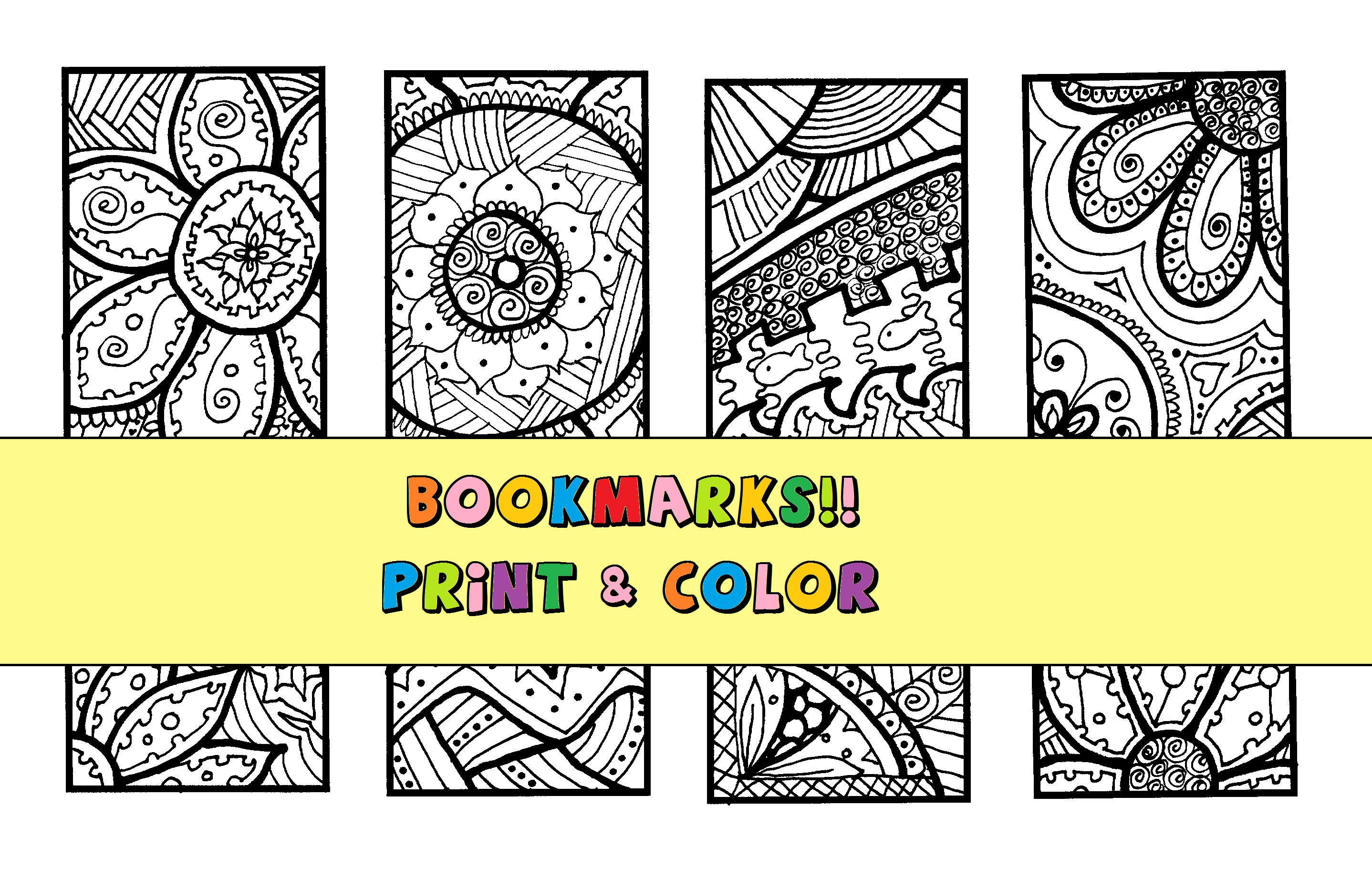 bookmarks printable coloring page instant download