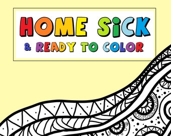 Home Sick, a Coloring Book PDF. Printable!! INSTANT DOWNLOAD! 8 Get well soon themed coloring Pages!