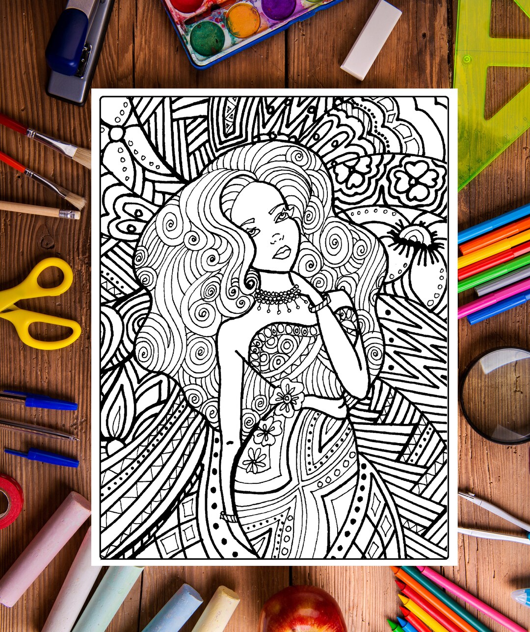 Adult Coloring Book, Printable!! INSTANT DOWNLOAD! Pdf. Fantasy Art ...