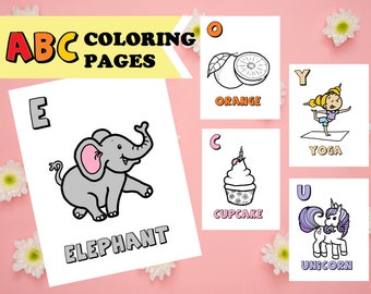 ABC Coloring Book! PDF. Printable!! Instant download! 27 kids alphabet coloring book pages.