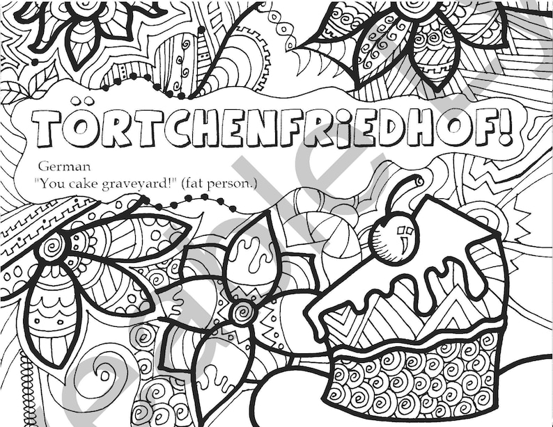 Adult Coloring Book, Printable INSTANT DOWNLOAD Pdf. 7 Swear Words From ...