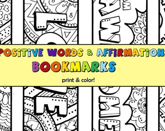 Adult Coloring Book, Printable!! INSTANT DOWNLOAD! pdf. 10 Positive Words & Affirmations Printable Bookmarks!