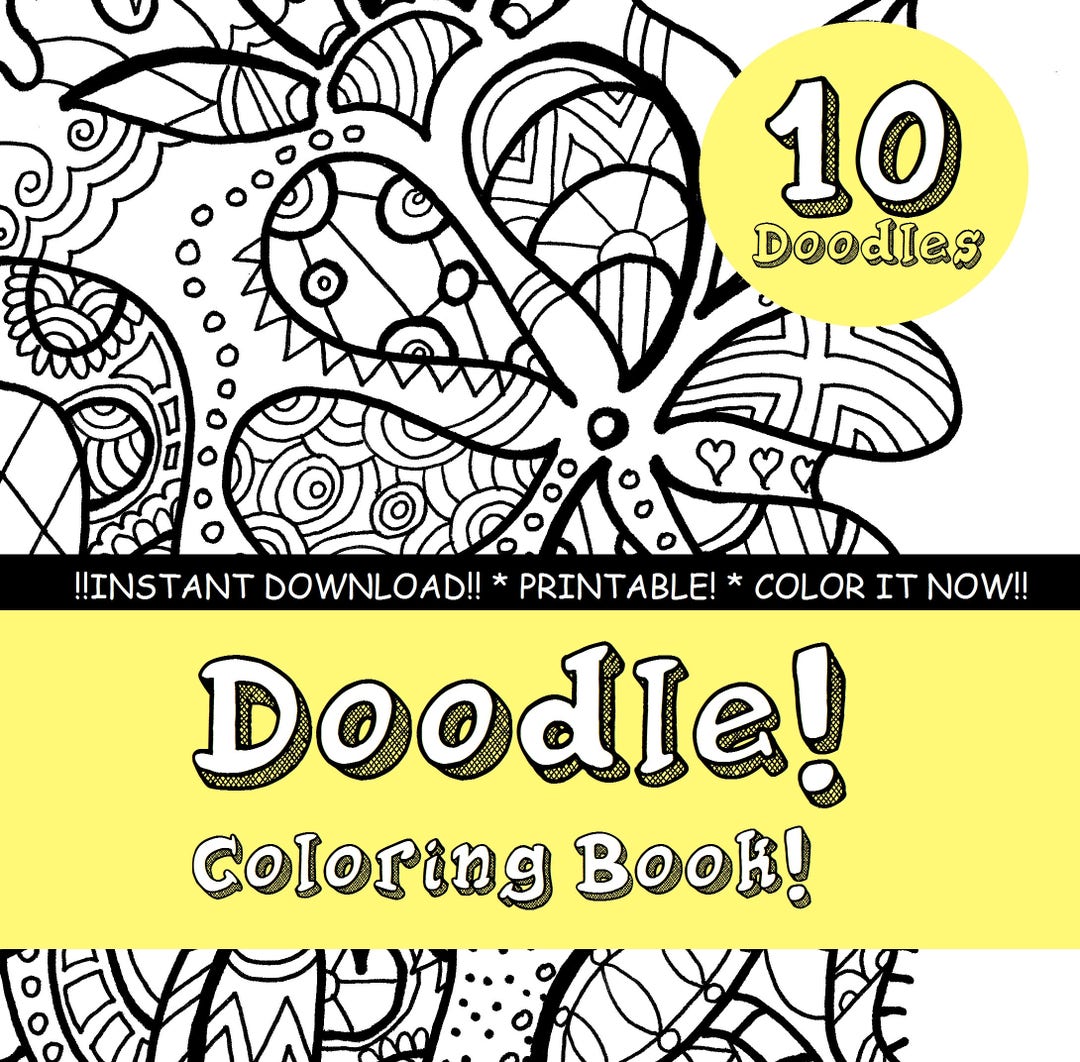 Adult Coloring Book, Printable!! INSTANT DOWNLOAD! Pdf. Doodles ...