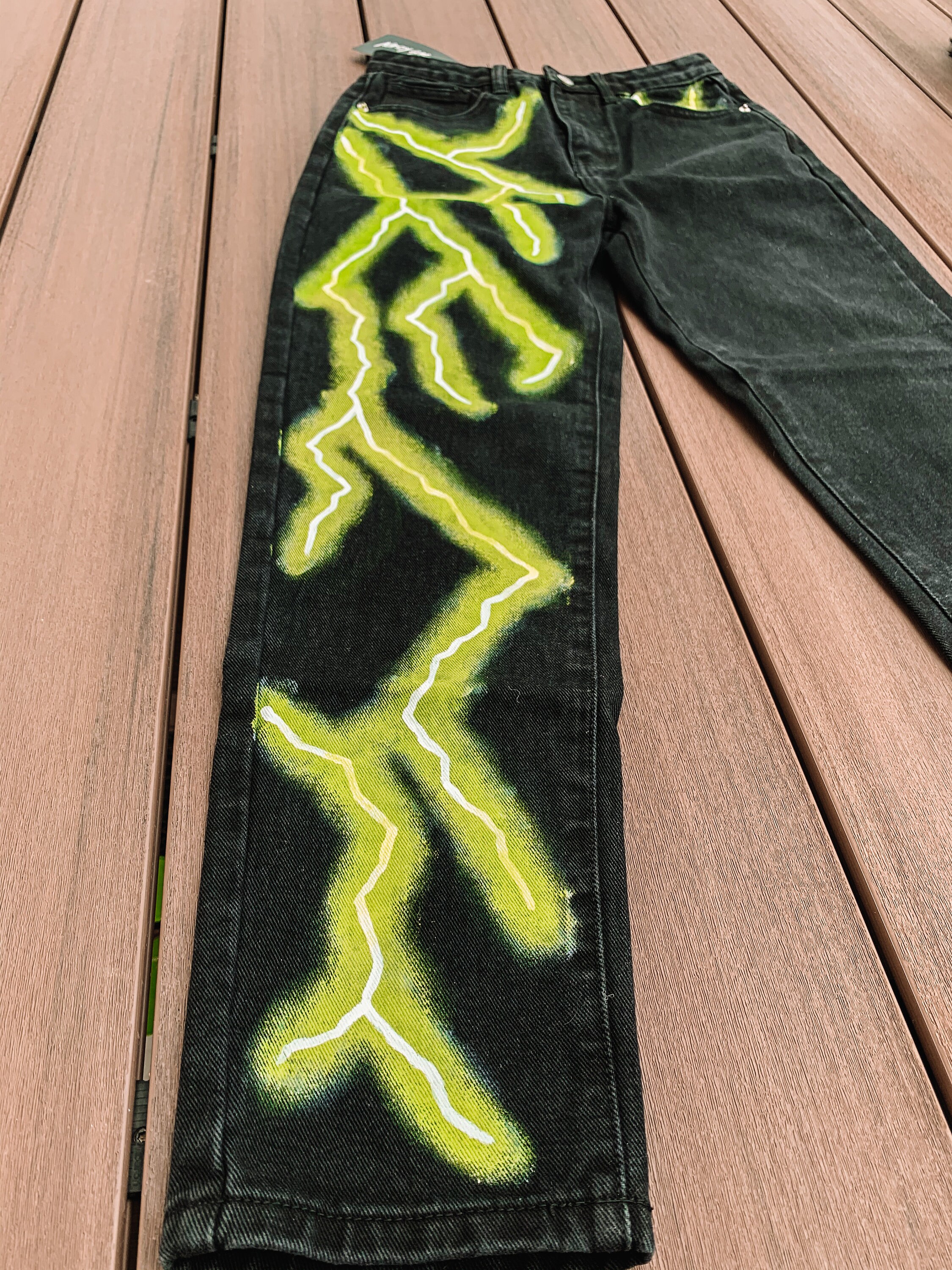 Custom Painted Lightning Bolt Jeans ANY COLOR you send Etsy