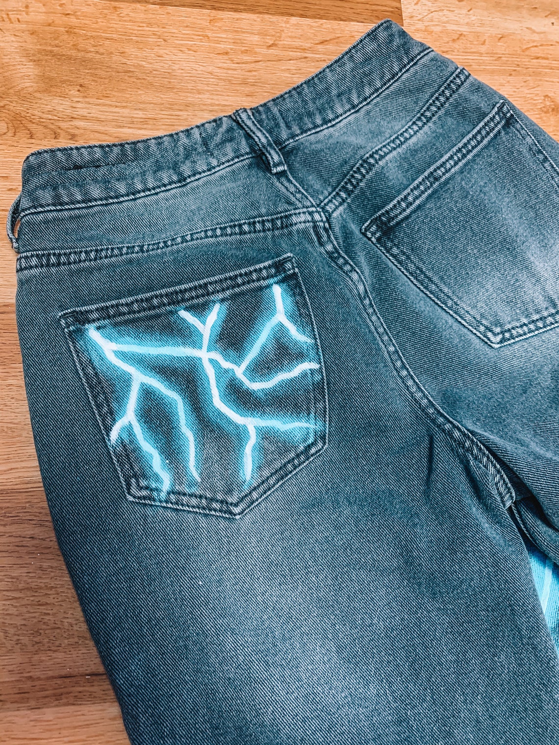 Custom Painted Lightning Bolt Jeans ANY COLOR you send Etsy