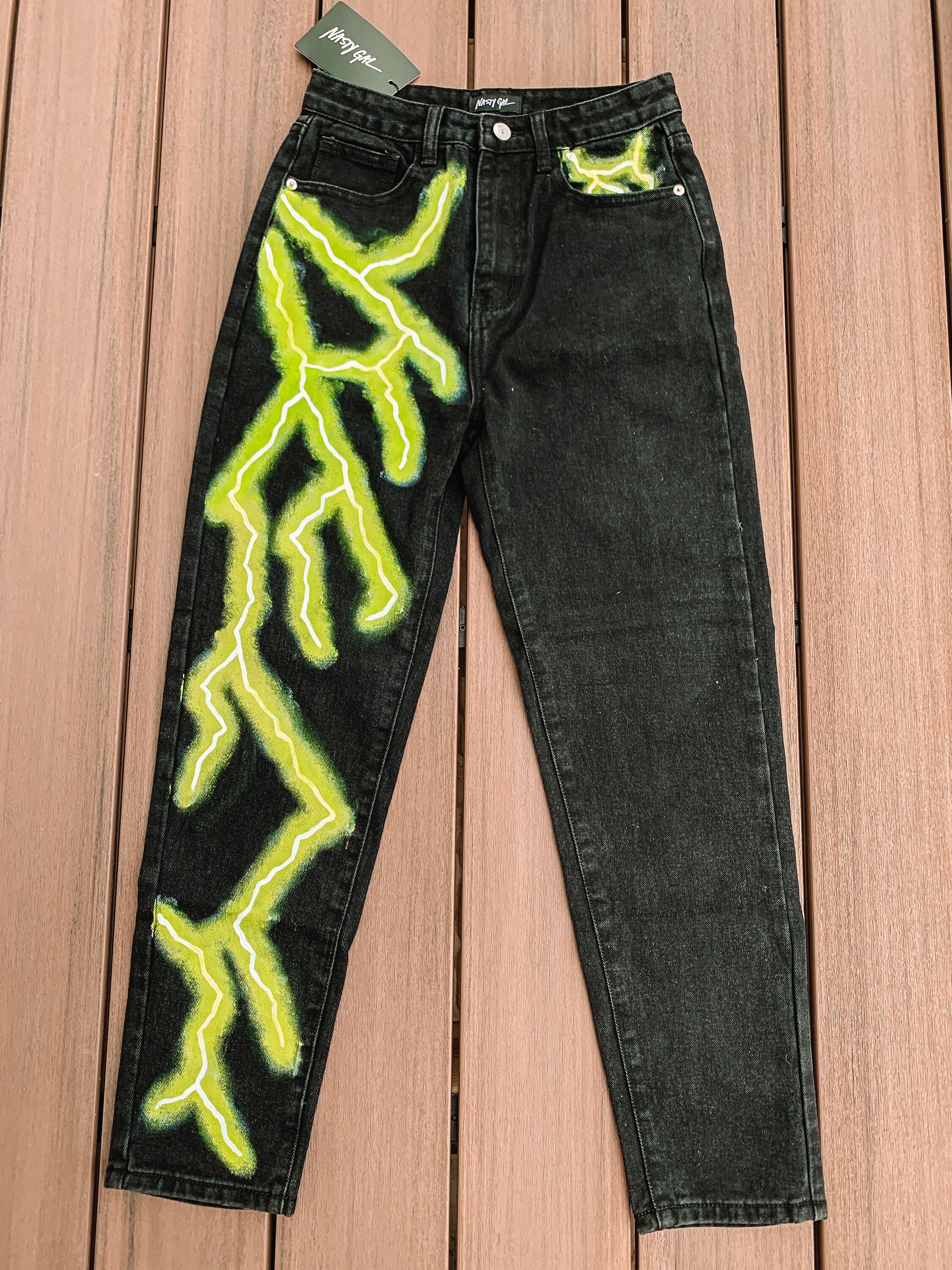 Custom lightning jeans Clearance