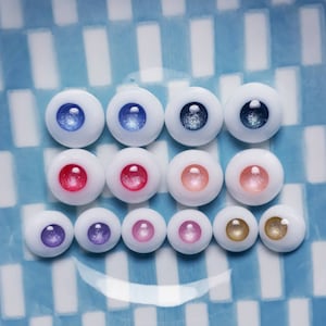 8mm and 10mm BJD Eyes Shimmer Style, white bases, no pupils, various colors. Doll Eyes.