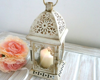 Vintage Moroccan Lantern Shabby chic Lantern Rustic Wedding Lighting Vintage Home Decor Wedding Centerpiece Distressed Lantern Party Decor