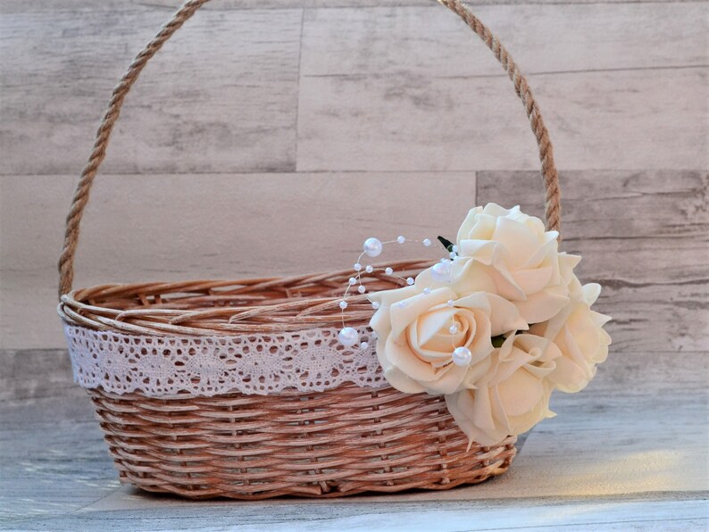 Flower Girl Basket Rustic Wedding decor Rustic Flower Girl basket