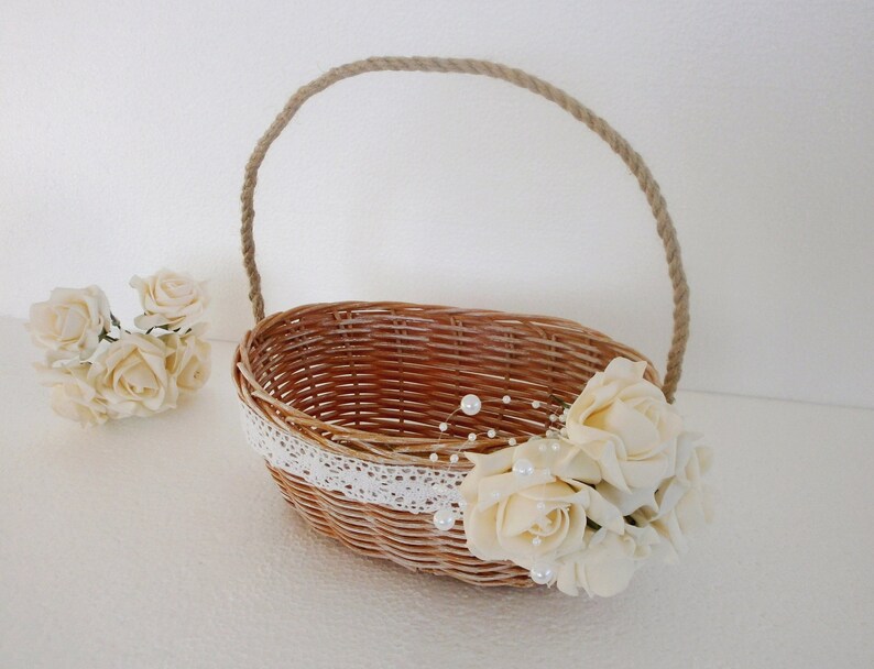 Flower Girl Basket Rustic Wedding decor Rustic Flower Girl basket