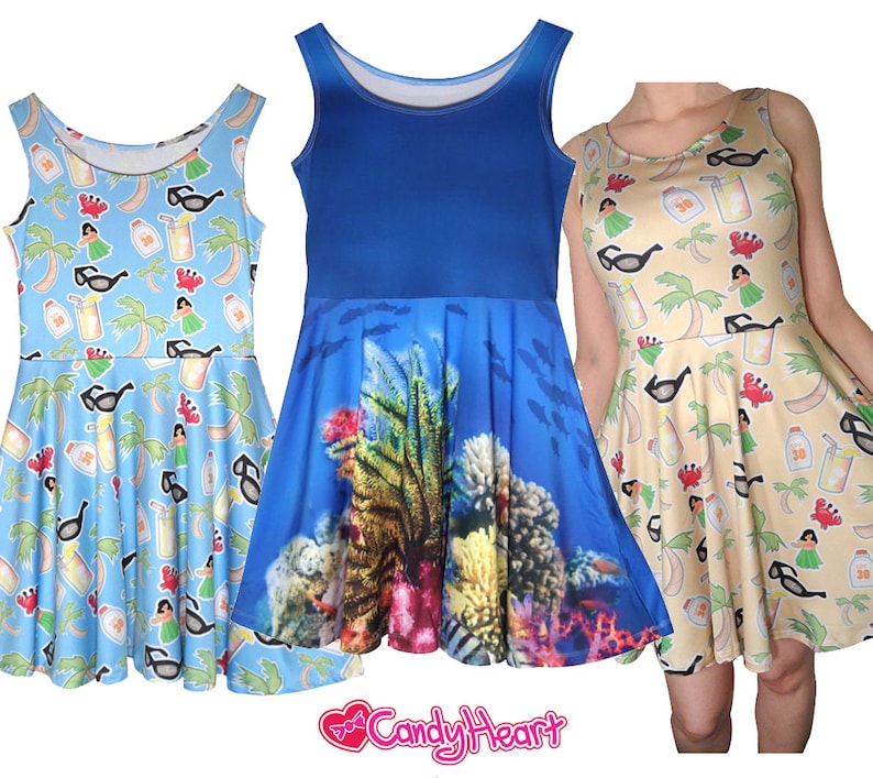 Ocean Dress / Ocean Print Dress / Under the Sea Dress / Beach Etsy