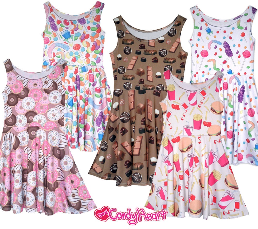 Food Print Dress / Donut Dress / Donut Print Dress / Junk Food Print