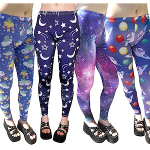 Leggings / Galaxy Leggings / Space Leggings / Star Leggings / Print Leggings / UFO Leggings/ Uchuu Kei Leggings *Stock Sale*