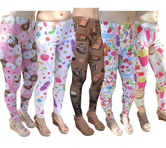 Food Print Leggings Burger Leggings Donut Leggings Junk Food Leggings candy Leggings Chocolate Leggings Leggings Print Leggings Etsy