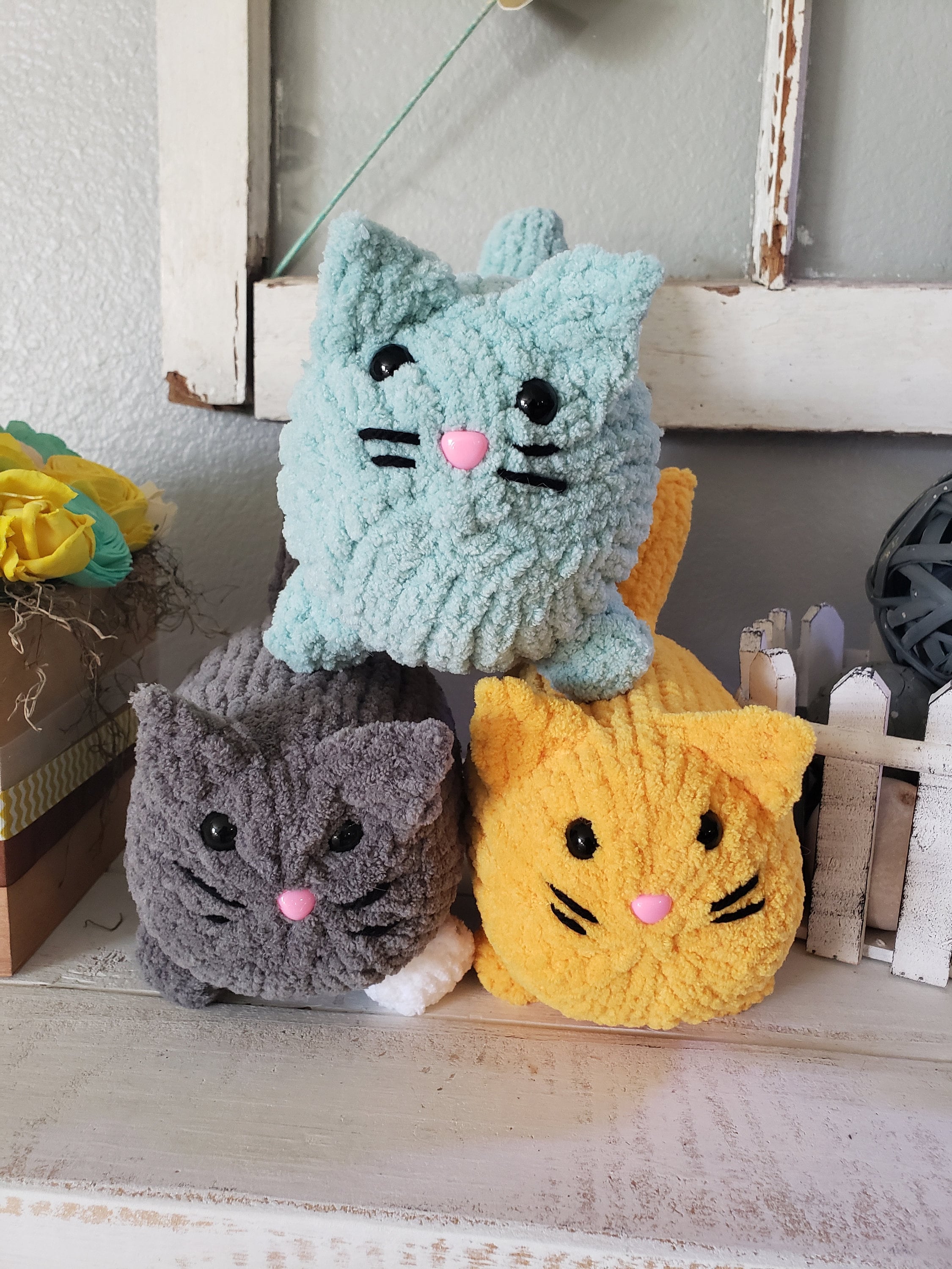 hand knitted cat toys