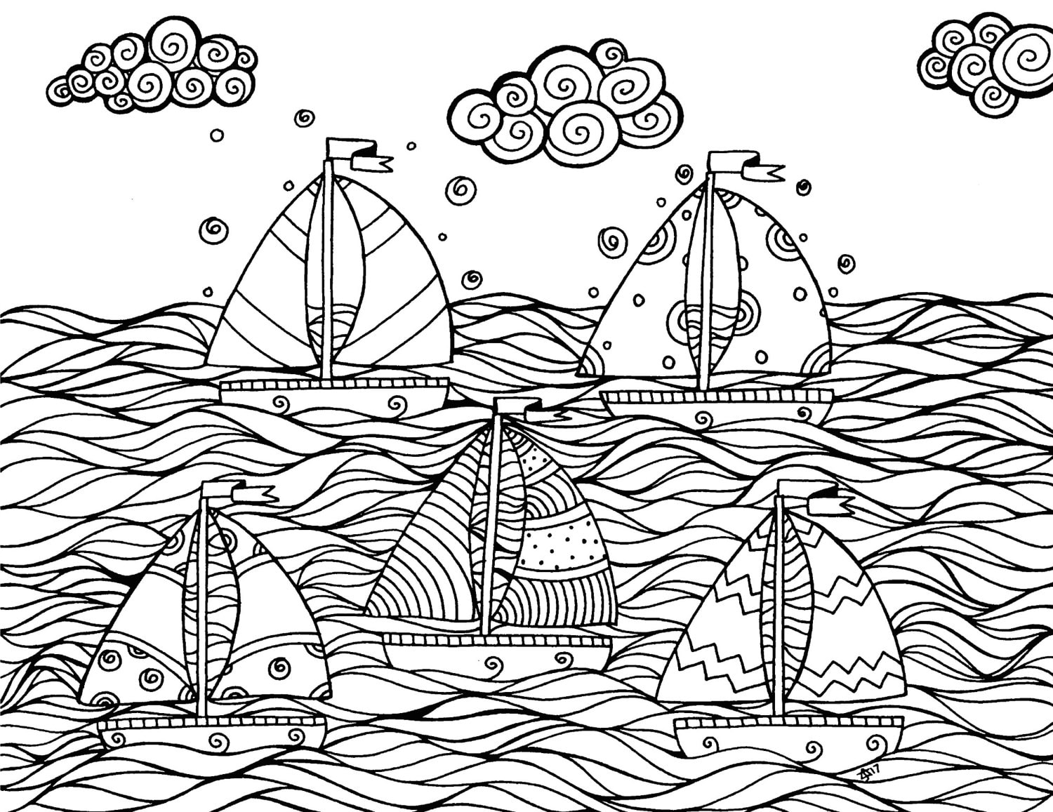 Sailboats-Nautical-Adult-Coloring-Page-Instant-Download-...