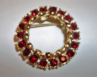 Vintage Gerrys Red Rhinestone Brooch