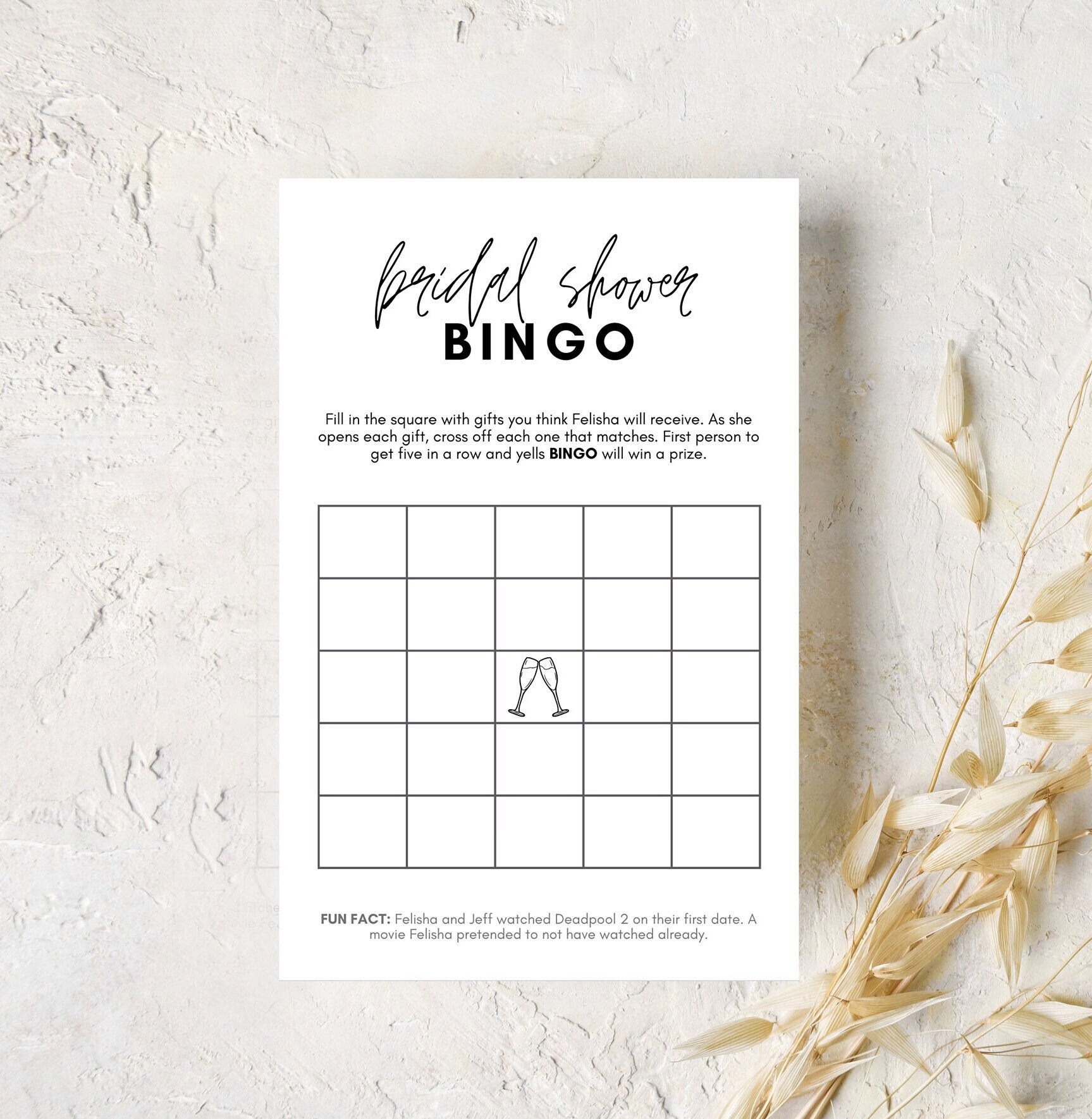 Modern Bridal Shower Gift Bingo Printable Template DIY. Versatile for ...